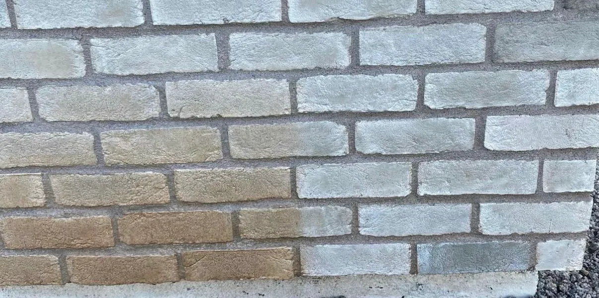 Light brick wall after a gentle wash